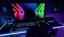 RGBIC gaming ambient lights, PC desk setup decorative LED lighting for game room