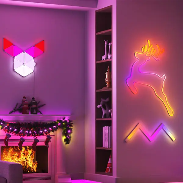 DIY modular hexagon wall light, customizable RGBIC panel gaming ambient light