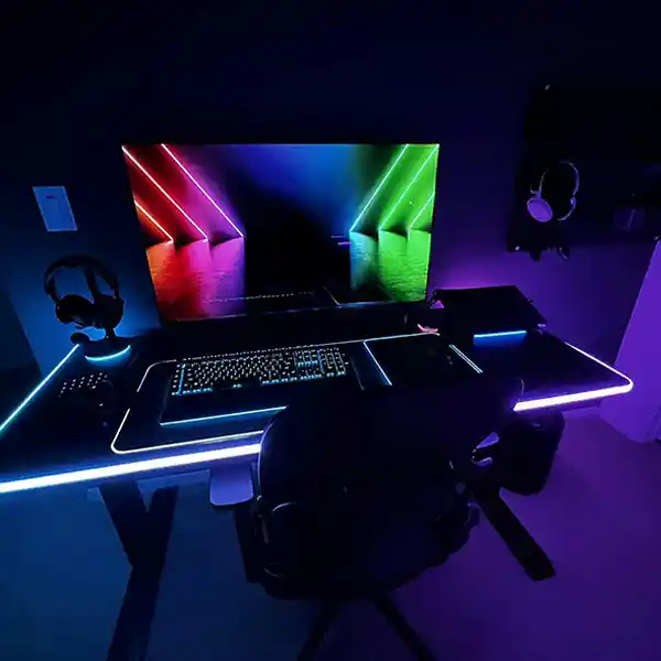 RGBIC gaming ambient lights, PC desk setup decorative LED lighting for game room